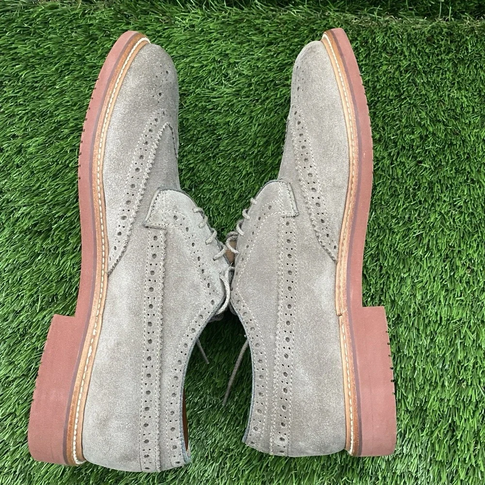 J. Crew Size 10 Kenton Beige Suede Wing Tip‎ Oxford Shoes EUC